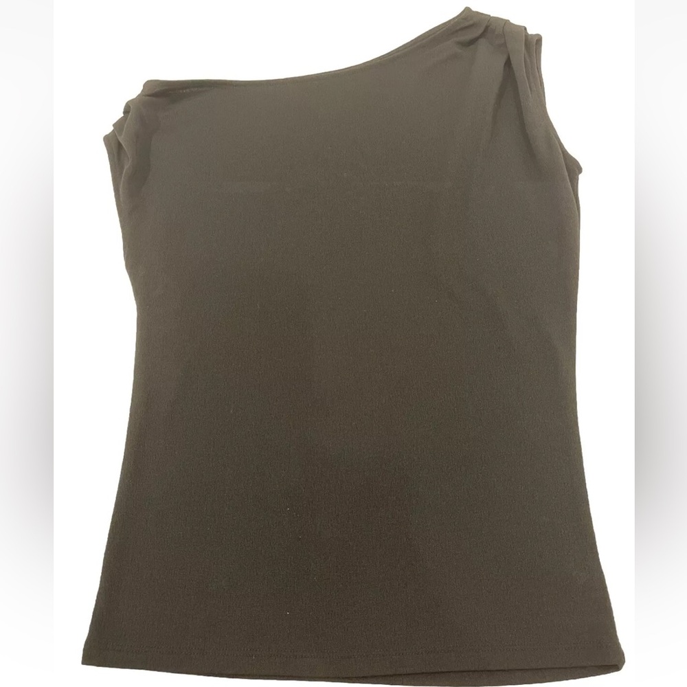 Halston Heritage Sleeveless Black Asymmetric Top Blouse Women Size M